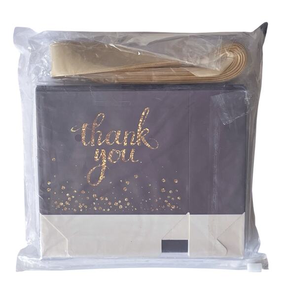 Thank You Gift Bags Mini Party Favor Navy Blue Gold 4.6 x 1.8 x 3.9'' 24 Pcs - Picture 3 of 7